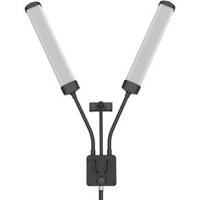 EVGATSAUTO Dual Arm Fill Light 40W Rotatable Hose Tube Design 196pcs Beads Adjustable Color Temperature Stepless Video Light with Phone Tripod Stand Remote Control, for live (US Plug)