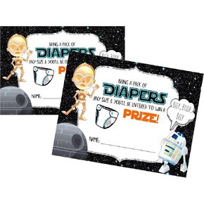 Silly Goose Gifts Epic Baby Shower From A Galaxy Far Far Away, Diaper Raffle Card Supply Droid Robot Movie Character Themed
