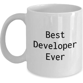 Funny Developer Gifts for Men, White Coffee Mug, Best Developer Ever - Perfect for Christmas, White Coffee Mug with 11oz or 15oz capacity, Ceramic Material, Microwavable and Dishwasher Safe