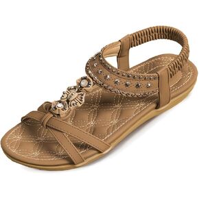 Womens Sandals Flat Dressy Summer Sandals for Women Open Toe Bohemian Casual Beach Shoes