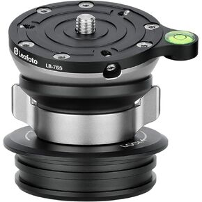 Leofoto LB-75S 75mm Leveling Base,for 70mm Systematic Tripod, 3/8"-16 Threaded Base Mounting Socket, 3/8"-16 Mounting Stud,with Butterfly Lock Collar, 55lb Max Load, -15° Tilt Compatible