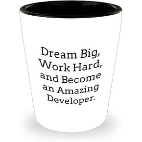 هدايا Dream Big Developer من الرجال لتصبح مطورًا رائعًا لتصوير الزجاج ، والسيراميك الأبيض 1.5 أوقية ، وهدايا عيد الميلاد الفريدة لأصدقاء المطورين والعائلة