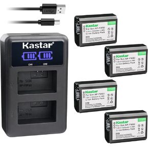 Kastar NP-FW50 LED2 USB Battery Charger Compatible with Sony Cyber-Shot DSC-RX10 III, Cyber-Shot DSC-RX10M3, Cyber-Shot DSC-RX10 IV, Cyber-Shot DSC-RX10M4, ILCE-3000 Camera