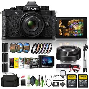 Nikon Zf 24.5MP Sensor 4K Video Recording Mirrorless Camera with Nikon NIKKOR Z 40mm f/2 (SE) Lens (1763) + 4K Monitor + Rode VideoMic + FTZ II Adapter + 2 x 64GB Memory Card + Filter Kit + More
