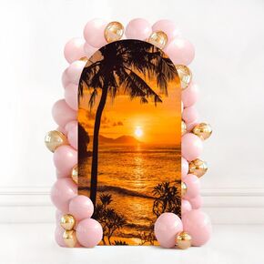 7.2FT Wedding Arch Backdrop Cover Views Waihee Ridge Trail Spandex Fitted Round Top Arch Stand Covers for Birthday Party Baby Shower Banquet Decoration