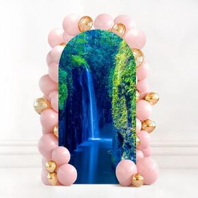 7.2FT Wedding Arch Backdrop Cover Hiking Spandex Fitted Round Top Arch Stand Covers for Birthday Party Baby Shower Banquet Decoration