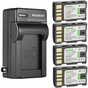 Kastar 2-Pack BN-VF808 Battery and AC Wall Charger Replacement for JVC GZ-MG255A GZ-MG255AC GZ-MG255EK GZ-MG255EX GZ-MG255US GZ-MG255W GZ-MG260 GZ-MG261 GZ-MG262 GZ-MG275 GZ-MG275AA GZ-MG275AC