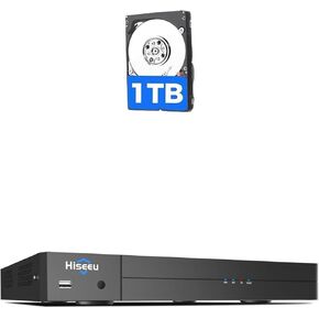 【1TB محرك أقراص صلبة】 Hiseeu 16 Channel 4K Poe Network Video Recorder NVR ، دعم 4K/2K/8MP/5MP/3MP/1080P POE كاميرا ، وصول عن بُعد مجانًا ، إنذار الحركة ، 24/7 ، التشغيل الذكي ، التشغيل الذكي