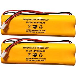 (2 Pack) D-AA650Bx4 All Fit E1021R Exit Sign Light NiCad Battery 0120859 Ni-CD AA 650mAh 4.8V EJW-NI-CAD 800mah BYD D-AA650B-4
