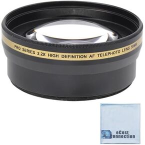 Pro Series 58mm 2.2X High Definition AF Telephoto Lens for Nikon DSLR Cameras with an eCostConnection Microfiber Cloth