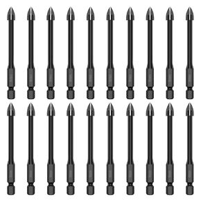 20Pcs Tile Porcelain Drill Bit 6mm Alloy Drill Bits Full-Grinding Glass Marble Set Electric Screwdriver Bits Metal Hole Saw Drilling Tool for Tile Porcelain Glass Mirror(20pcs)