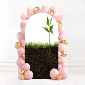 7.2FT Wedding Arch Backdrop Cover Cross sectional View Leafy Plant Spandex Fitted Round Top Arch Stand Covers for Birthday Party Baby Shower Banquet Decoration