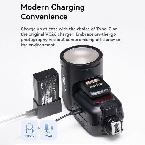 V1 PRO C 2.4G Camera Flash with up to 100 Continuous Shots, Innovative External Flash, Charging Convenience, for On The Go Photography (US Plug) in Saudi Arabia