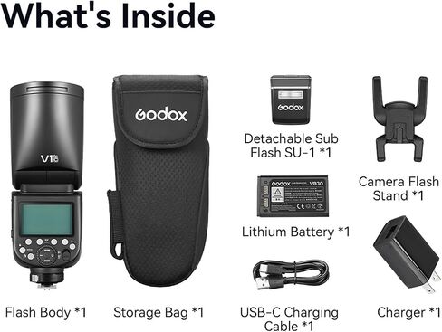 V1 PRO C 2.4G Camera Flash with up to 100 Continuous Shots, Innovative External Flash, Charging Convenience, for On The Go Photography (US Plug) in Saudi Arabia