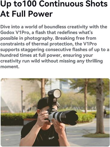 V1 PRO C 2.4G Camera Flash with up to 100 Continuous Shots, Innovative External Flash, Charging Convenience, for On The Go Photography (US Plug) in Saudi Arabia