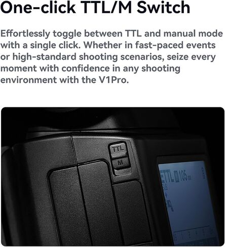 V1 PRO C 2.4G Camera Flash with up to 100 Continuous Shots, Innovative External Flash, Charging Convenience, for On The Go Photography (US Plug) in Saudi Arabia