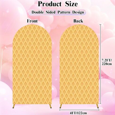 7.2FT Wedding Arch Backdrop Cover Ice Cream Waffle Texture Spandex Fitted Round Top Arch Stand Covers for Birthday Party Baby Shower Banquet Decoration in Saudi Arabia