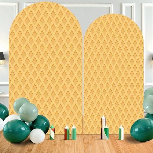 7.2FT Wedding Arch Backdrop Cover Ice Cream Waffle Texture Spandex Fitted Round Top Arch Stand Covers for Birthday Party Baby Shower Banquet Decoration in Saudi Arabia