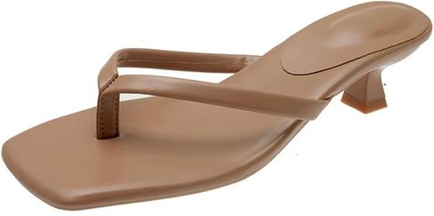 Women's Kitten Heels Sandals Square Open Toe Flip Flop Heeled Flip-Flops Mules Thong Matte Comfy Low Heel Slippers T-Straps Outdoor Beach Summer Basic Flops Slide Fashion Party Slip On Sandal in Saudi Arabia