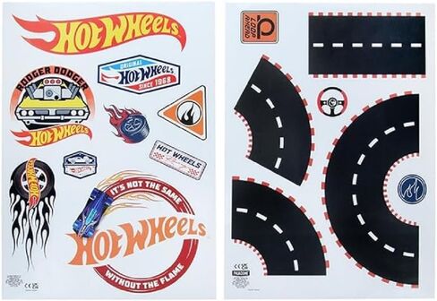 Hot Wheels الرسمية المرخصة ، شارات جدران غرفة الأطفال المخصصة من قبل Paladone ، مسار لعبة ألعاب قابلة لإعادة الاستخدام ، ديكورات ملصقات حائط غرفة ، تشمل طرق سباق الدراجات النارية ، والسيارات ، وعلامات السباق ، والرسائل والعلامات in Saudi Arabia