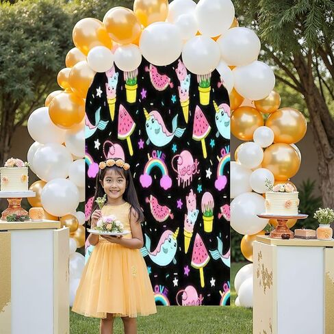 7.2FT Wedding Arch Backdrop Cover Sketch Breakfast Brunch Vintage Design Spandex Fitted Round Top Arch Stand Covers for Birthday Party Baby Shower Banquet Decoration in Saudi Arabia