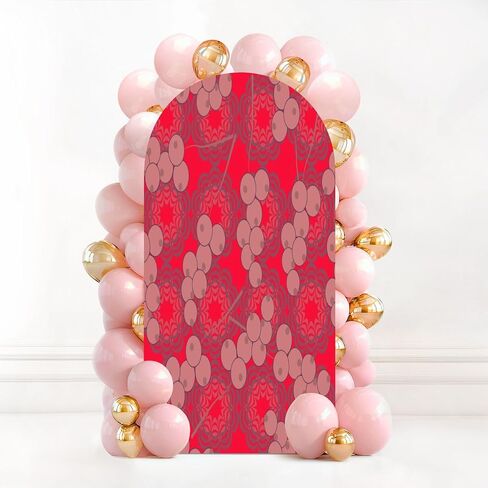 7.2FT Wedding Arch Backdrop Cover Currants Seamless Red Spandex Fitted Round Top Arch Stand Covers for Birthday Party Baby Shower Banquet Decoration in Saudi Arabia