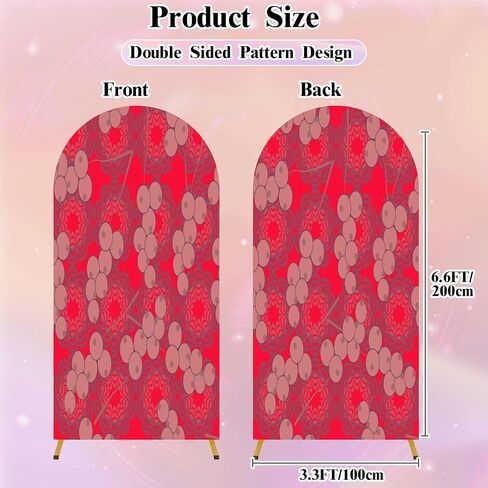 7.2FT Wedding Arch Backdrop Cover Currants Seamless Red Spandex Fitted Round Top Arch Stand Covers for Birthday Party Baby Shower Banquet Decoration in Saudi Arabia