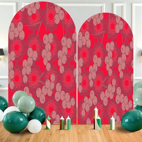 7.2FT Wedding Arch Backdrop Cover Currants Seamless Red Spandex Fitted Round Top Arch Stand Covers for Birthday Party Baby Shower Banquet Decoration in Saudi Arabia