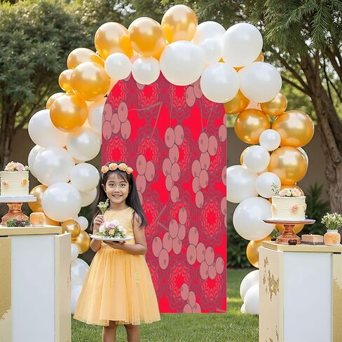 7.2FT Wedding Arch Backdrop Cover Currants Seamless Red Spandex Fitted Round Top Arch Stand Covers for Birthday Party Baby Shower Banquet Decoration in Saudi Arabia
