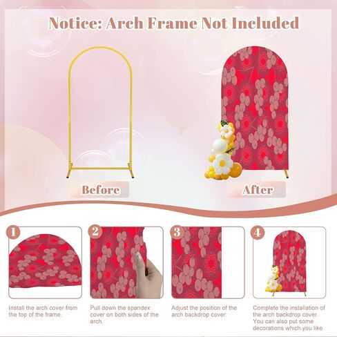 7.2FT Wedding Arch Backdrop Cover Currants Seamless Red Spandex Fitted Round Top Arch Stand Covers for Birthday Party Baby Shower Banquet Decoration in Saudi Arabia