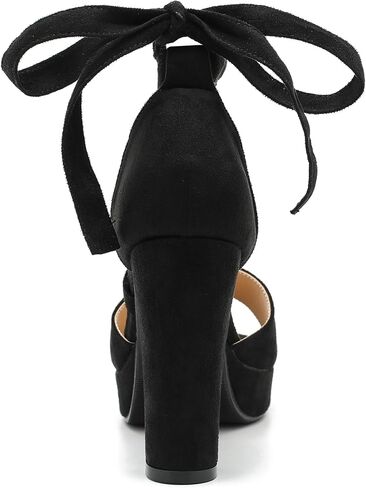 MAIERNISI JESSI Women's Strappy Platform Sandals, Chunky High Heel with Lace-Up Ankle Tie, Open Toe, 3.94 Inch in Saudi Arabia
