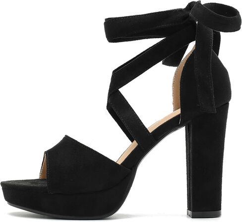MAIERNISI JESSI Women's Strappy Platform Sandals, Chunky High Heel with Lace-Up Ankle Tie, Open Toe, 3.94 Inch in Saudi Arabia