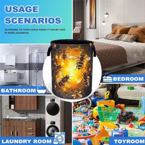 Queen Bee Laundry Basket Oxford Cloth Bee Honeycomb Laundry Hamper With Handle Foldable Portable Clothes Storage Basket 18.9 X 16.5 In Storage Bag For Laundry Room/Bathroom/Bedroom/Dormitories in Kuwait