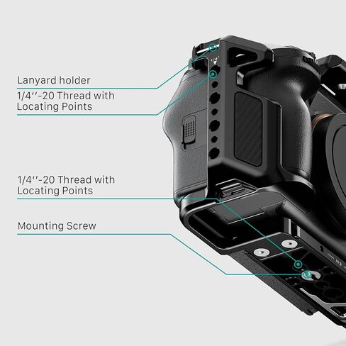 Tilta Full Camera Cage متوافق مع Sony A1 II & A9 III - Black | تصميم الألومنيوم المعياري ، HDMI Cable Clamp & Cold Shoe | جبل ملحق آمن عبر 1/4 "-20 ، 3/8" -16 و M3 المواضيع | خفيف الوزن in Kuwait