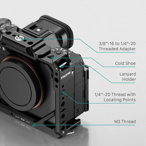Tilta Full Camera Cage متوافق مع Sony A1 II & A9 III - Black | تصميم الألومنيوم المعياري ، HDMI Cable Clamp & Cold Shoe | جبل ملحق آمن عبر 1/4 "-20 ، 3/8" -16 و M3 المواضيع | خفيف الوزن in Kuwait