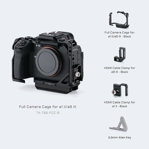 Tilta Full Camera Cage متوافق مع Sony A1 II & A9 III - Black | تصميم الألومنيوم المعياري ، HDMI Cable Clamp & Cold Shoe | جبل ملحق آمن عبر 1/4 "-20 ، 3/8" -16 و M3 المواضيع | خفيف الوزن in Kuwait