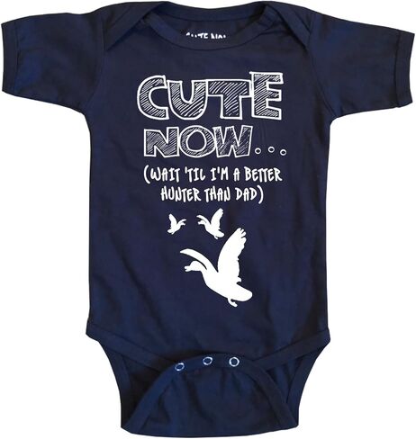 Cute Now... Wait 'Til I'm a Better Hunter Than Dad Baby Infant Duck Hunting Bodysuit Short Sleeve Cotton in Kuwait