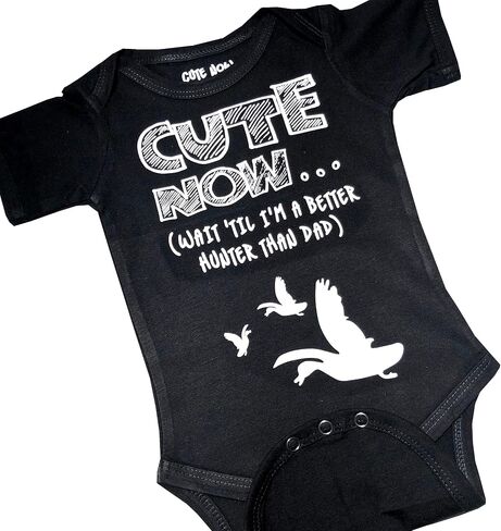 Cute Now... Wait 'Til I'm a Better Hunter Than Dad Baby Infant Duck Hunting Bodysuit Short Sleeve Cotton in Kuwait