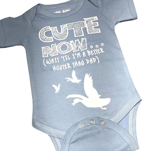 Cute Now... Wait 'Til I'm a Better Hunter Than Dad Baby Infant Duck Hunting Bodysuit Short Sleeve Cotton in Kuwait