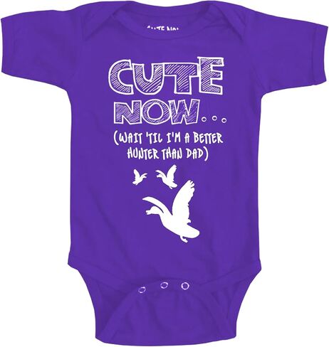 Cute Now... Wait 'Til I'm a Better Hunter Than Dad Baby Infant Duck Hunting Bodysuit Short Sleeve Cotton in Kuwait