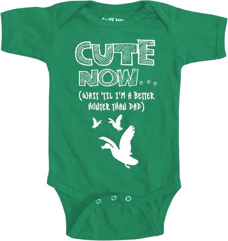 Cute Now... Wait 'Til I'm a Better Hunter Than Dad Baby Infant Duck Hunting Bodysuit Short Sleeve Cotton in Kuwait