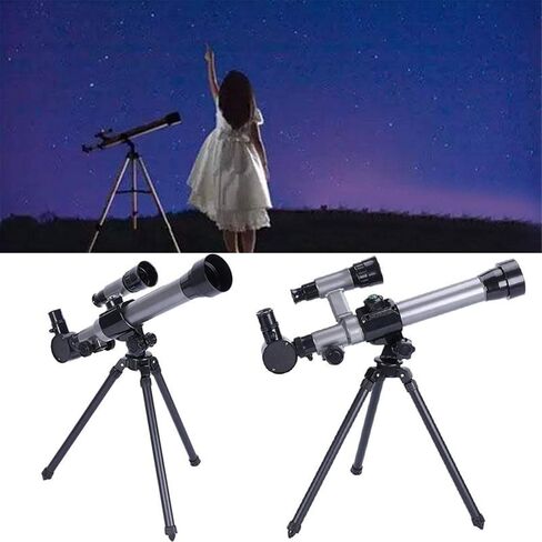 Telescope for Kids Astronomy Beginners Adults Astronomical Refracter Stargazing Telescope with Sturdy Tripod 3 Eyepieces and Finder Scope (Gray) in Saudi Arabia