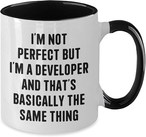 Developer Gifts for Him Developer Two Tone Coffee Mug Funny Quote I'm Not Perfect But I'm A Developer And That's Basically The Same Thing Christmas Unique Gifts from Men to Colleagues in Saudi Arabia
