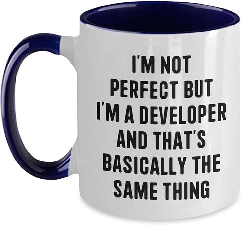 Developer Gifts for Him Developer Two Tone Coffee Mug Funny Quote I'm Not Perfect But I'm A Developer And That's Basically The Same Thing Christmas Unique Gifts from Men to Colleagues in Saudi Arabia