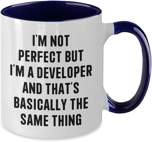 Developer Gifts for Him Developer Two Tone Coffee Mug Funny Quote I'm Not Perfect But I'm A Developer And That's Basically The Same Thing Christmas Unique Gifts from Men to Colleagues in Saudi Arabia