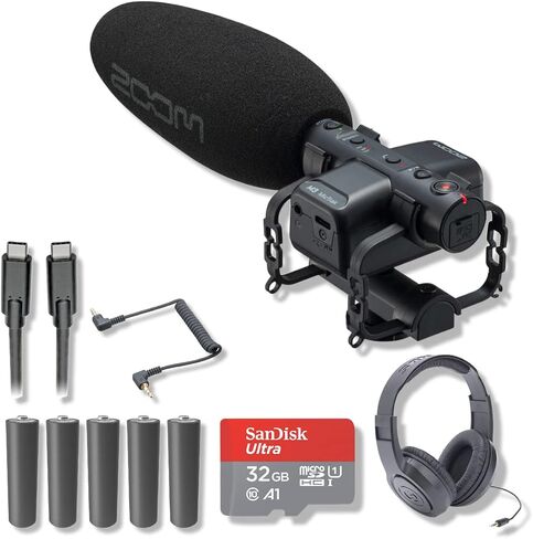 Zoom M3 MicTrak Shotgun Microphone for Recording, Audio for Video, and Film with 5X AA Batteries, USB-C to USB-C Cable, 32GB microSD Card with Adapter and StreamEye Polishing Cloth in Kuwait