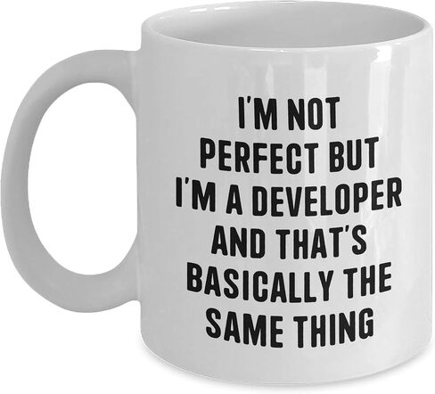 Funny Developer Gifts Christmas White Coffee Mug I'm Not Perfect But I'm A Developer And That's Basically The Same Thing, Gifts from Men to Developer, for Developer, Gifts for Christmas in Saudi Arabia