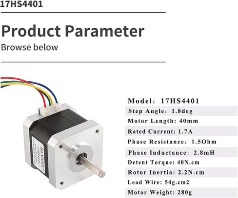 NEMA17 Stepper Motor 4-Lead 40mm 1.8a 40n.cm 17HS4401 محرك مع برنامج تشغيل محرك السهود TB6600 للطابعة ثلاثية الأبعاد in Kuwait