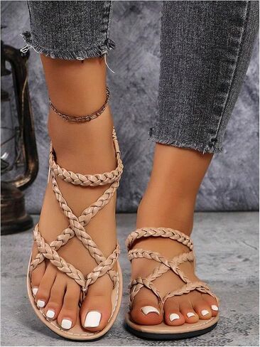 صندل غورجليتر للسيدات المضفرة في صندل ثونغ الكاحل Thong Strap Syndy Summer Sundals 2025 in Saudi Arabia