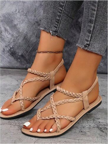 صندل غورجليتر للسيدات المضفرة في صندل ثونغ الكاحل Thong Strap Syndy Summer Sundals 2025 in Saudi Arabia